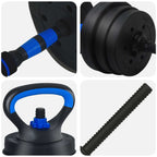 Set di manubri, bilanciere e kettlebell 4-in-1 20 kg Nero e Blu