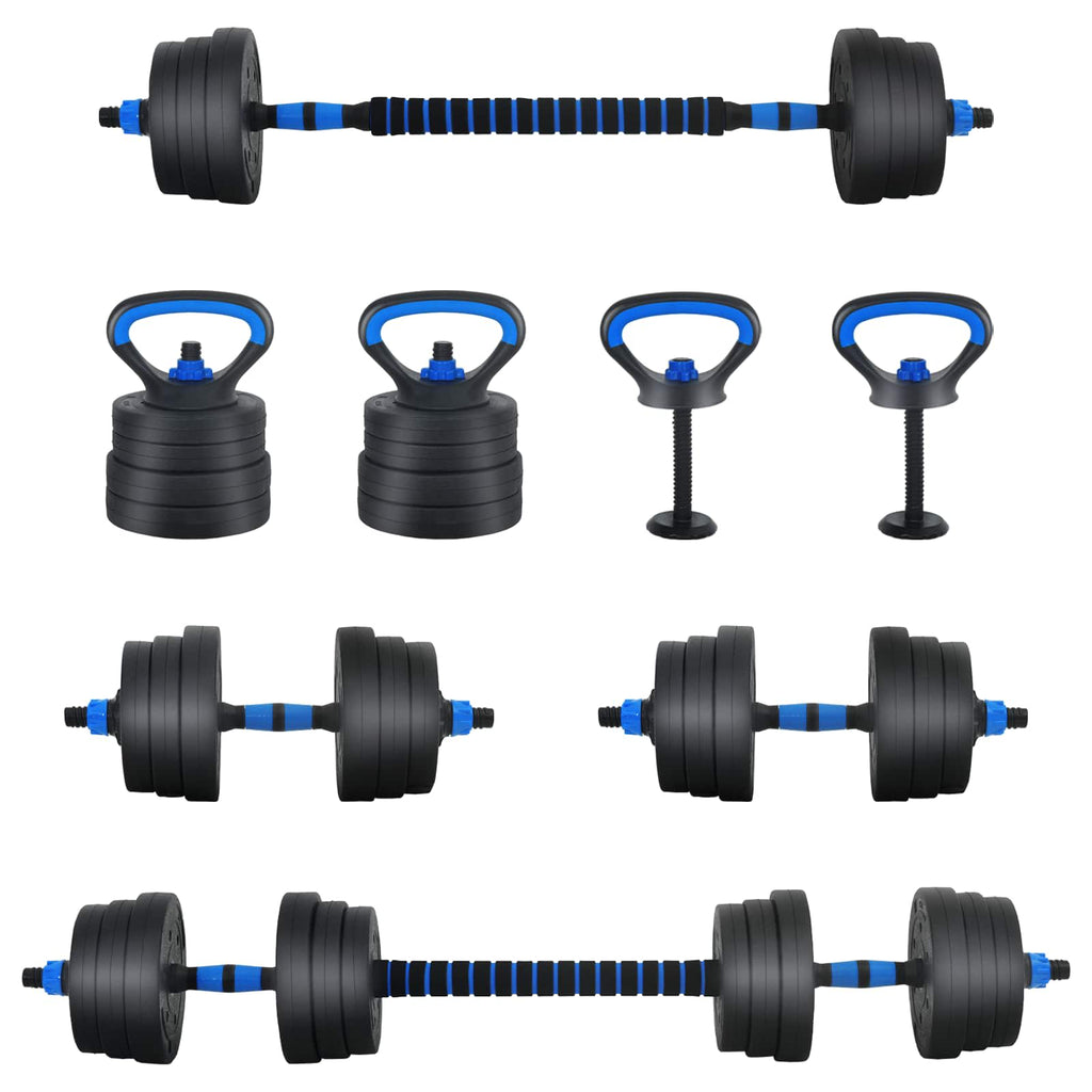 Set di manubri, bilanciere e kettlebell 4-in-1 20 kg Nero e Blu
