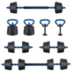Set di manubri, bilanciere e kettlebell 4-in-1 20 kg Nero e Blu