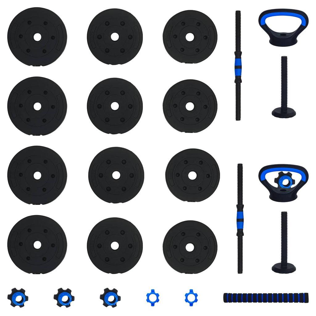 Set di manubri, bilanciere e kettlebell 4-in-1 20 kg Nero e Blu