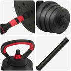 Set di manubri, bilancieri e kettlebell 4 in 1 30 kg