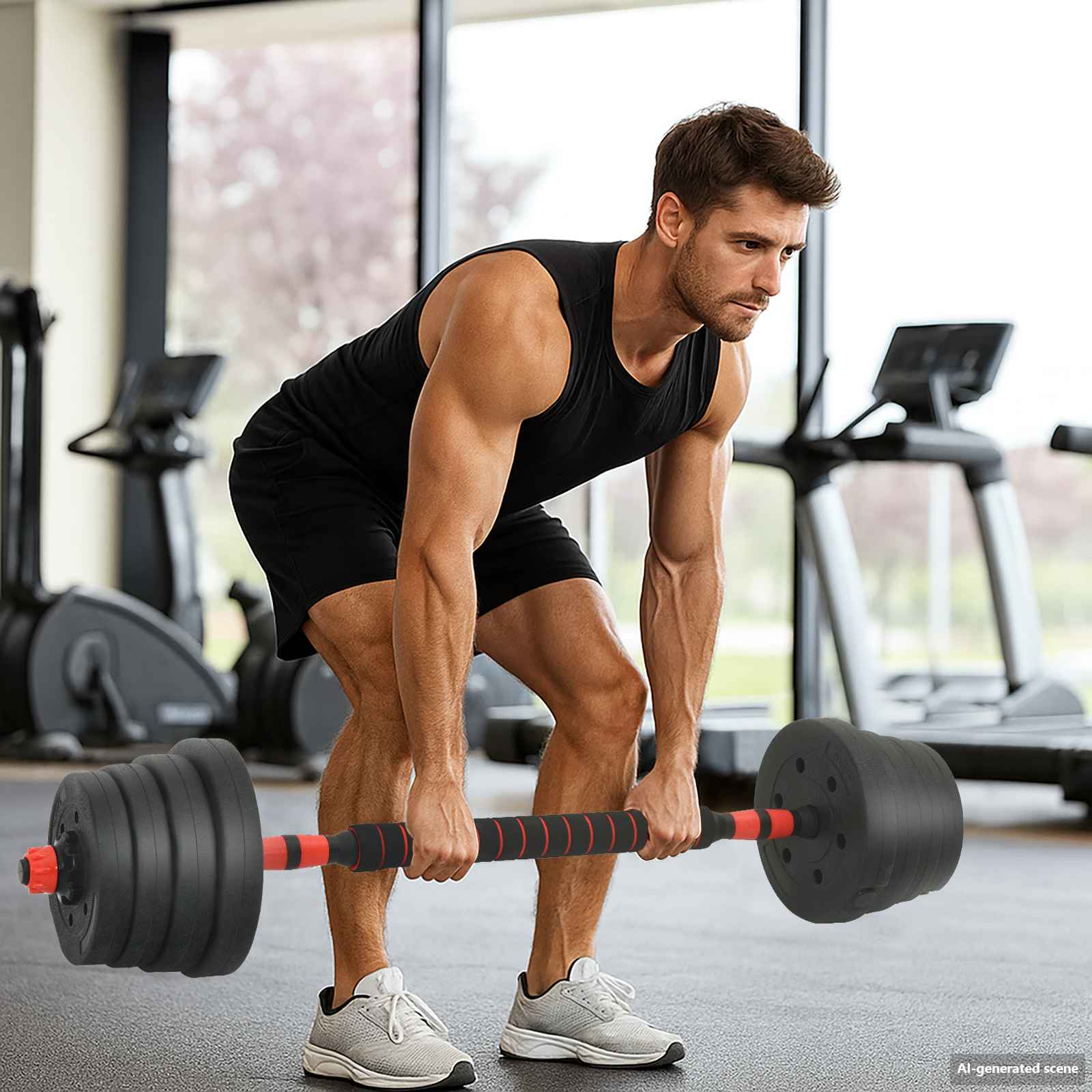 Set di manubri, bilancieri e kettlebell 4 in 1 30 kg