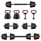 Set di manubri, bilancieri e kettlebell 4 in 1 30 kg