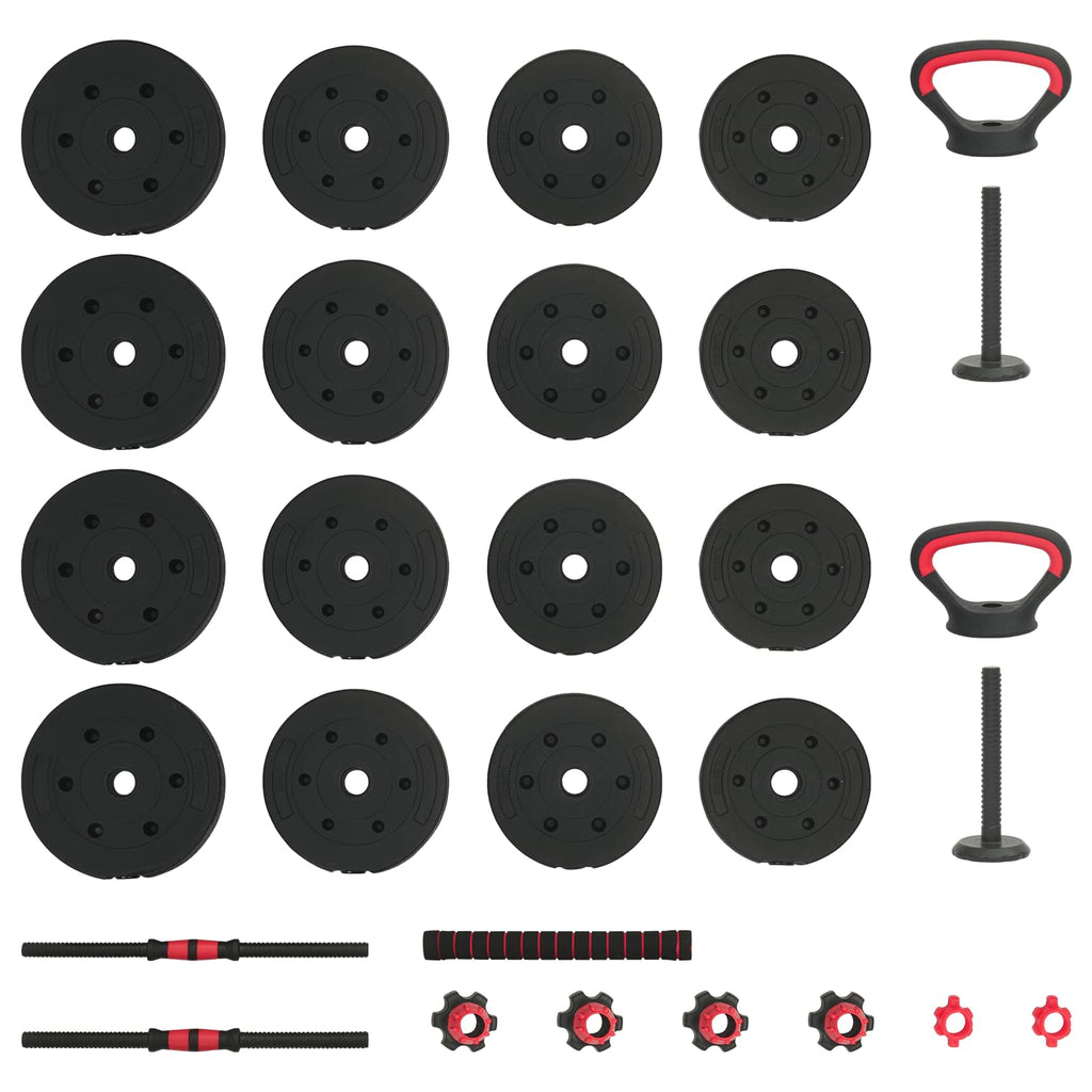 Set di manubri, bilancieri e kettlebell 4 in 1 30 kg