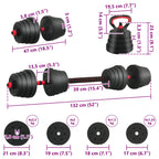 Set di manubri, bilancieri e kettlebell 4 in 1 30 kg