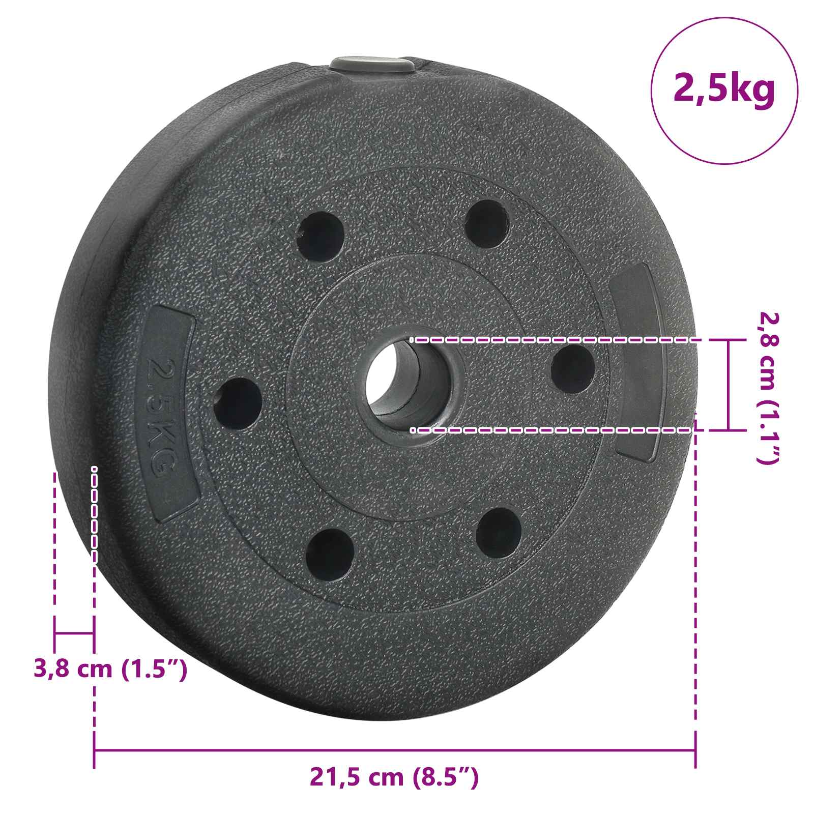 Piastre di Peso 4 pcs 10 kg Nero Cemento e sabbia di ferro