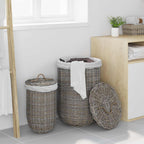 Cesto per la biancheria con coperchio 2 pcs Grigio Kubu
