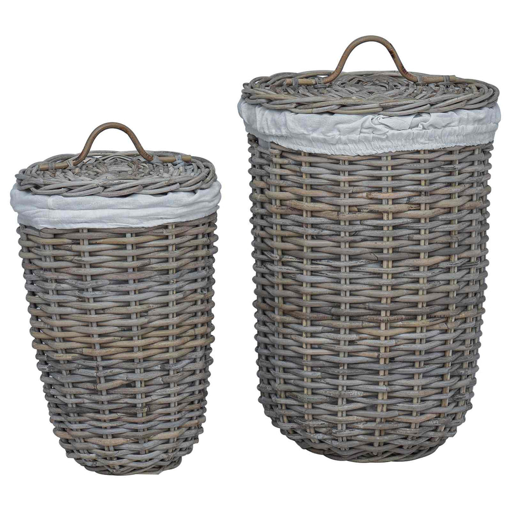Cesto per la biancheria con coperchio 2 pcs Grigio Kubu