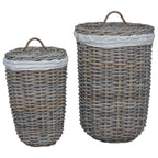 Cesto per la biancheria con coperchio 2 pcs Grigio Kubu