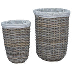 Cesto per la biancheria con coperchio 2 pcs Grigio Kubu