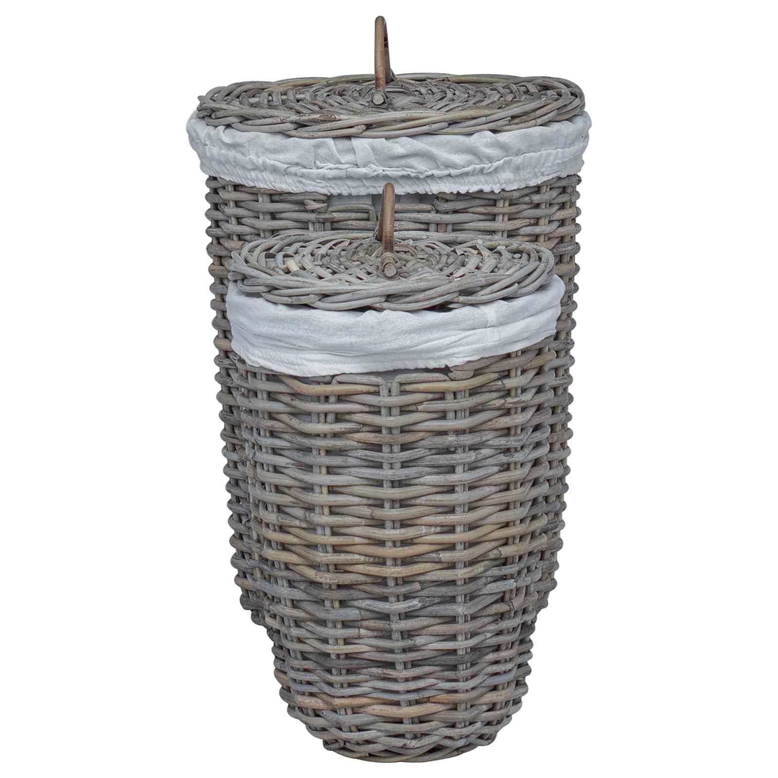 Cesto per la biancheria con coperchio 2 pcs Grigio Kubu