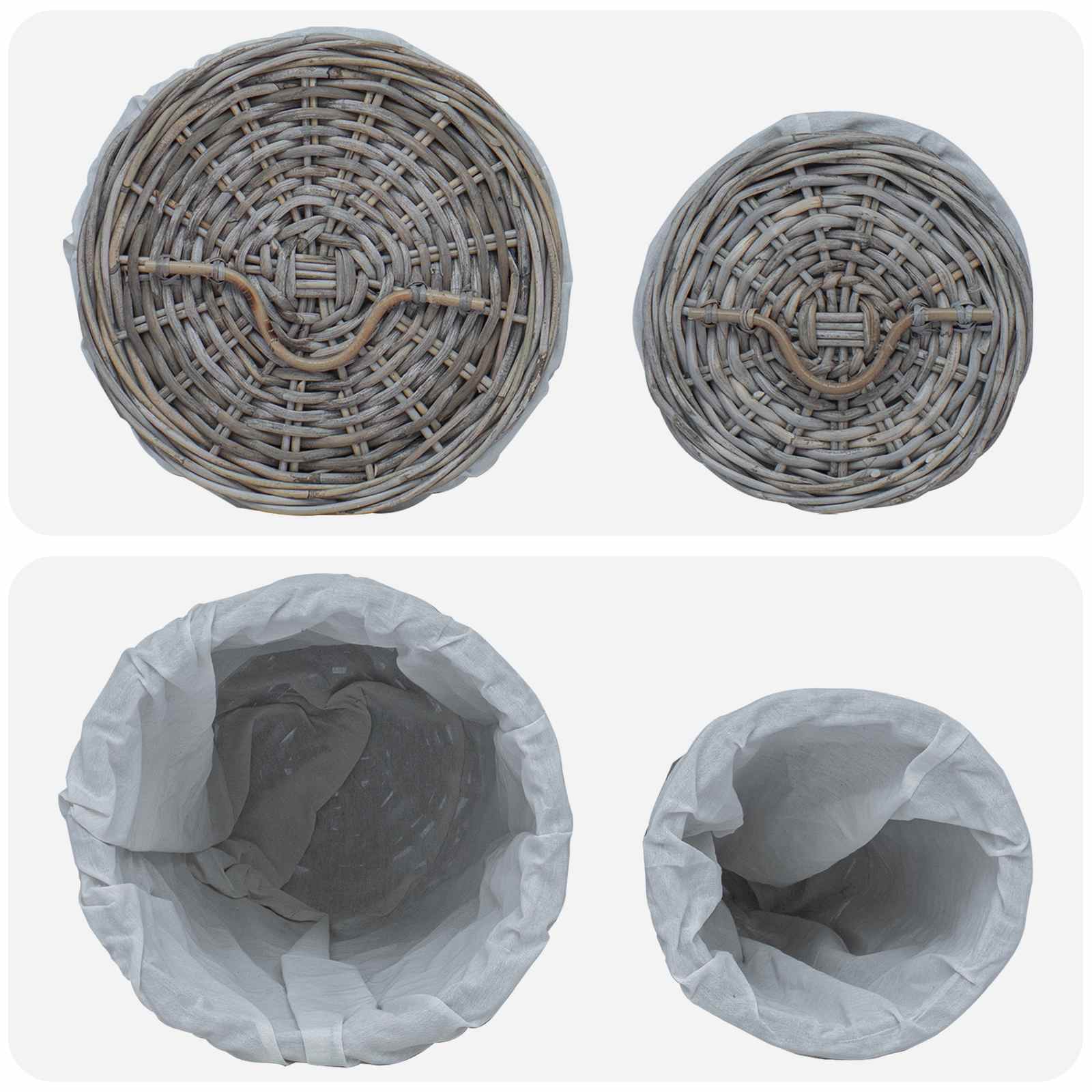 Cesto per la biancheria con coperchio 2 pcs Grigio Kubu