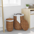 Cesto per Lavanderia 2 pcs Marrone Rattan Kubu
