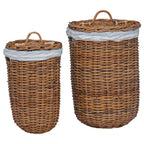 Cesto per Lavanderia 2 pcs Marrone Rattan Kubu