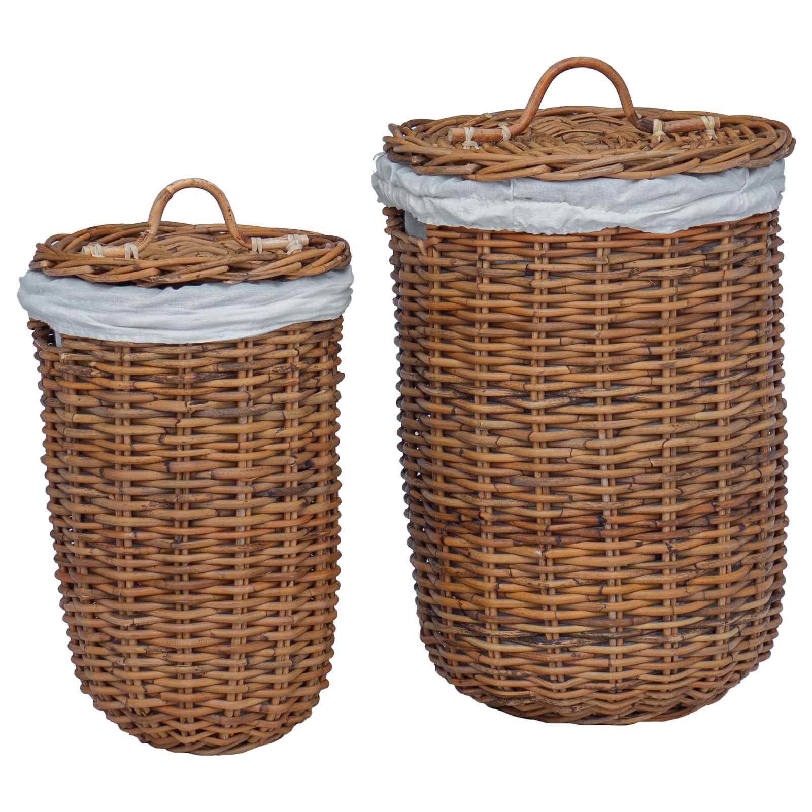 Cesto per Lavanderia 2 pcs Marrone Rattan Kubu