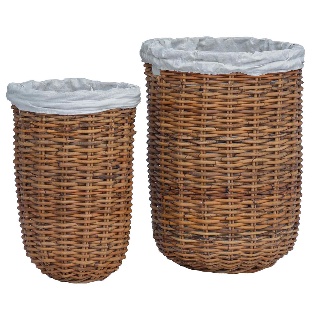 Cesto per Lavanderia 2 pcs Marrone Rattan Kubu
