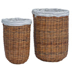 Cesto per Lavanderia 2 pcs Marrone Rattan Kubu