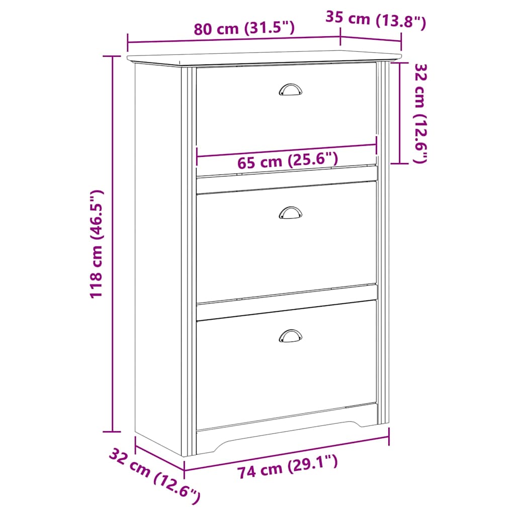 Scarpiera BODO Marrone miele 80 x 35 x 118 cm Legno multistrato