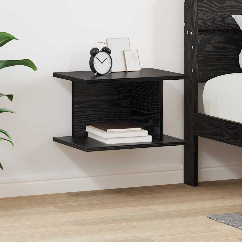 Comodino Rovere Nero 40 x 30 x 25 cm Legno multistrato