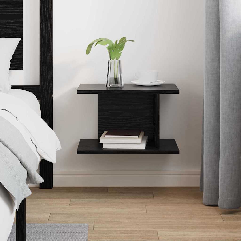 Comodino Rovere Nero 40 x 30 x 25 cm Legno multistrato