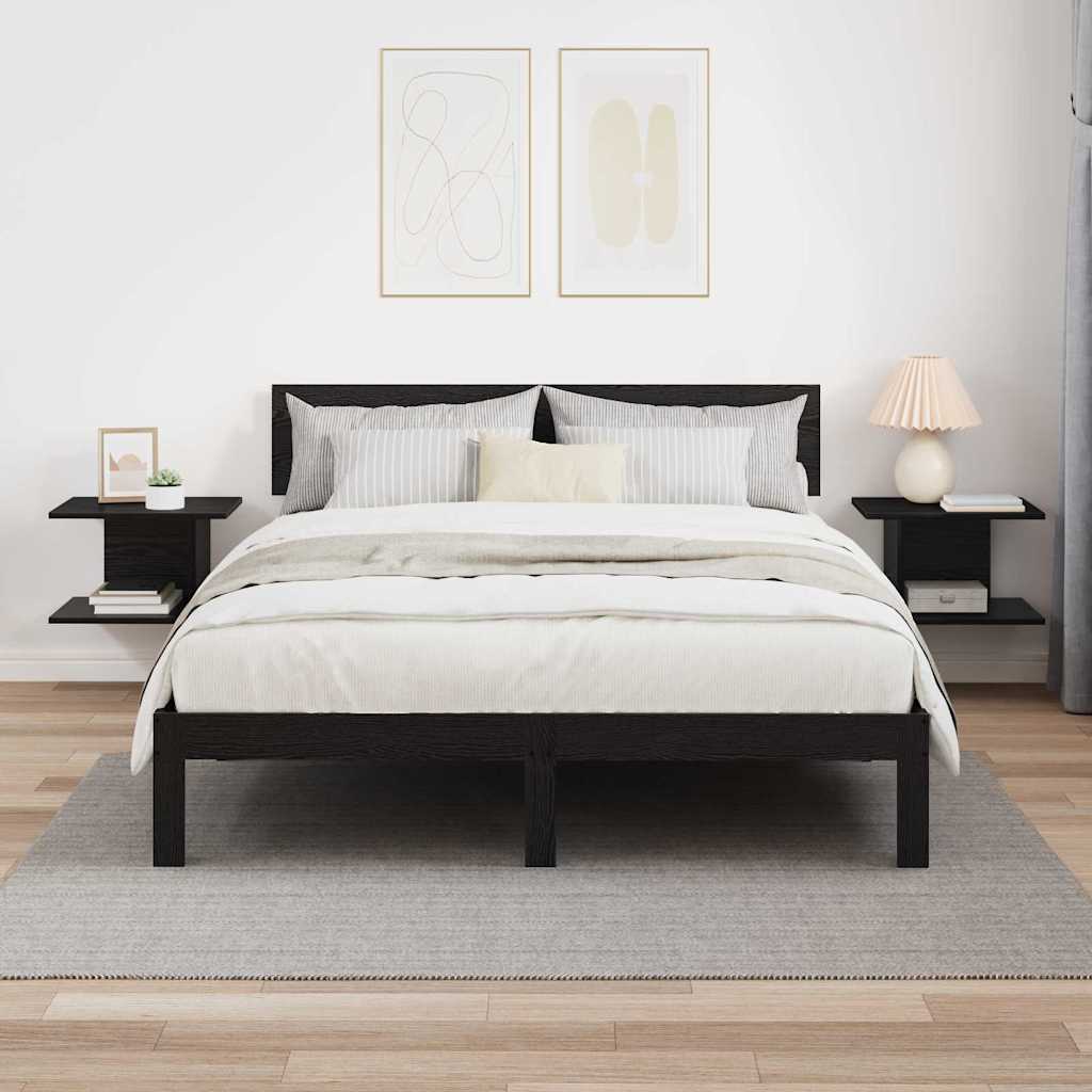 Comodino 2 pcs Rovere Nero 40 x 30 x 25 cm Legno multistrato
