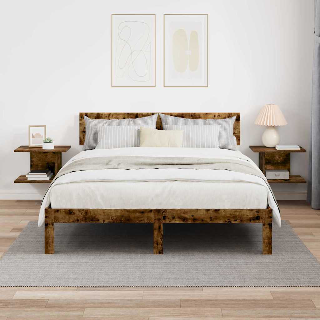 Comodino 2 pcs Rovere fumé 40 x 30 x 25 cm Legno multistrato