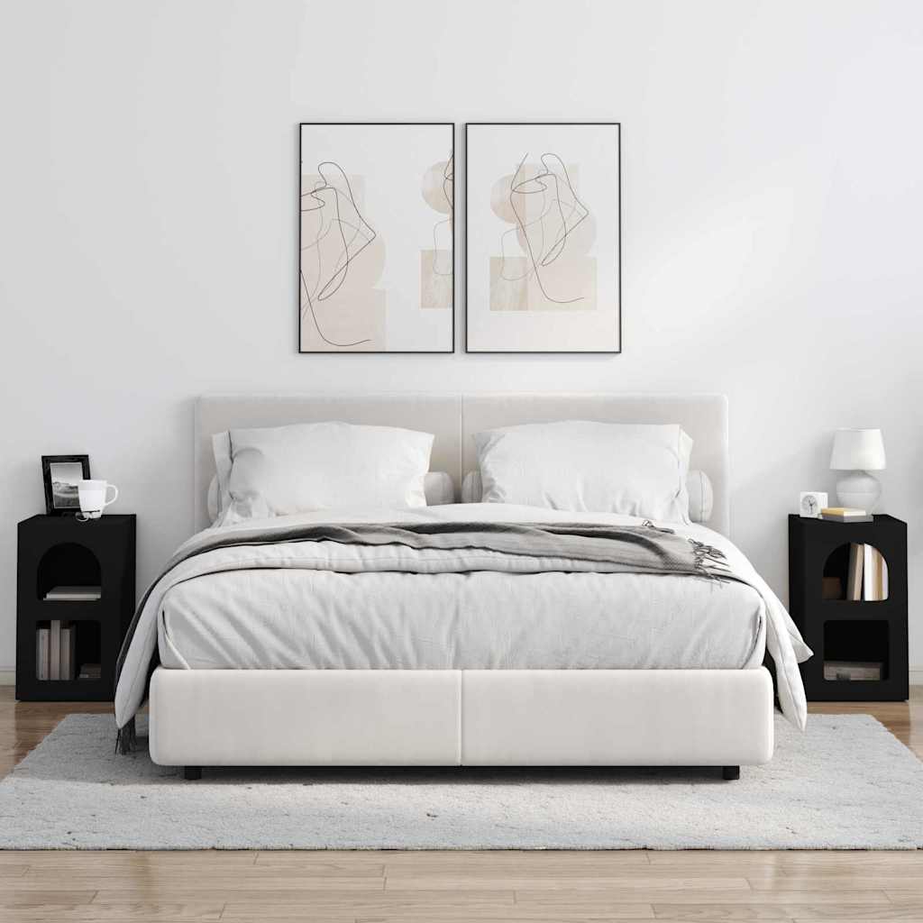 Comodino 2 pcs Nero 29,5 x 33,5 x 50 cm Legno multistrato