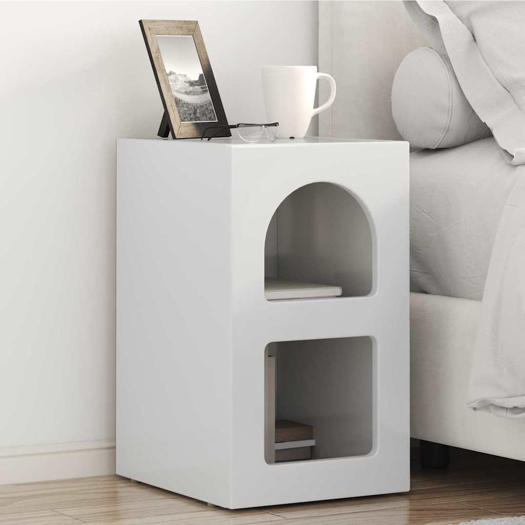 Comodino Bianco Lucido 29,5 x 33,5 x 50 cm Legno multistrato