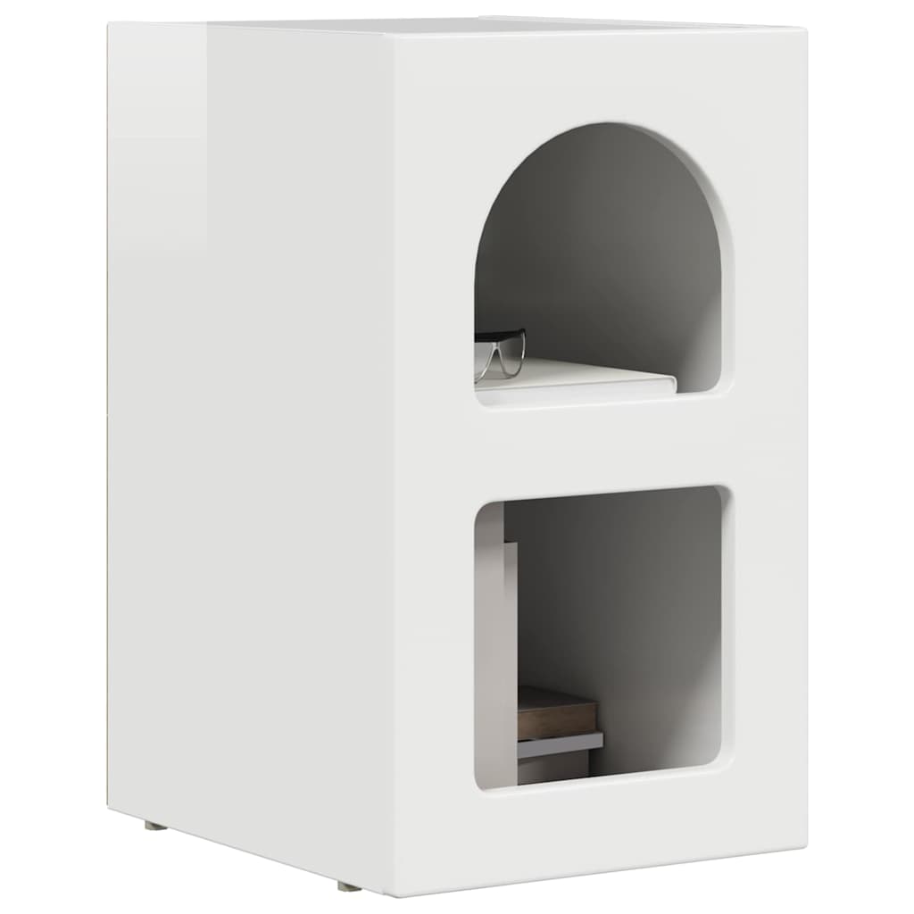 Comodino Bianco Lucido 29,5 x 33,5 x 50 cm Legno multistrato