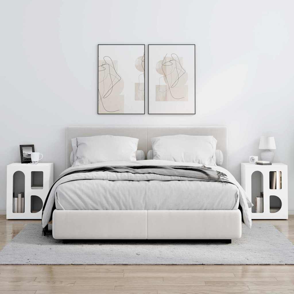 Comodino 2 pcs Bianco 40 x 35 x 50 cm Legno multistrato