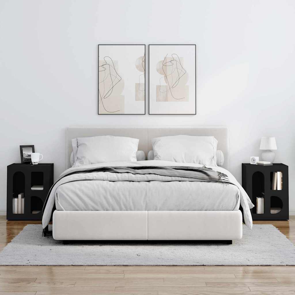 Comodino 2 pcs Nero 40 x 35 x 50 cm Legno multistrato
