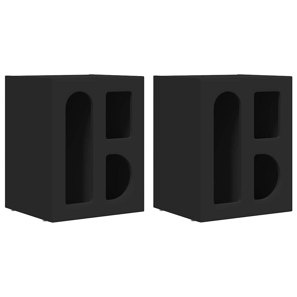 Comodino 2 pcs Nero 40 x 35 x 50 cm Legno multistrato