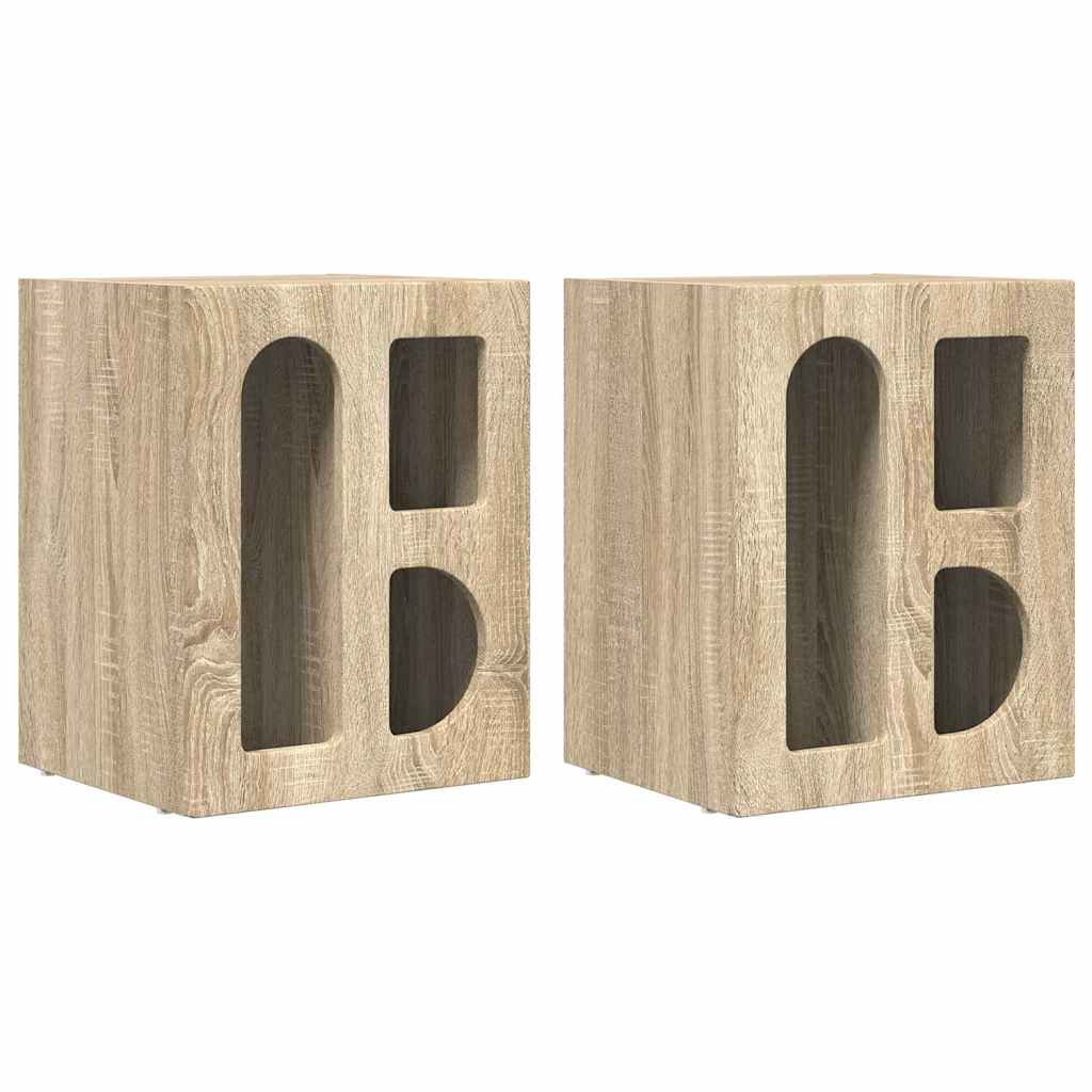 Comodino 2 pcs Rovere Sonoma 40 x 35 x 50 cm Legno multistrato