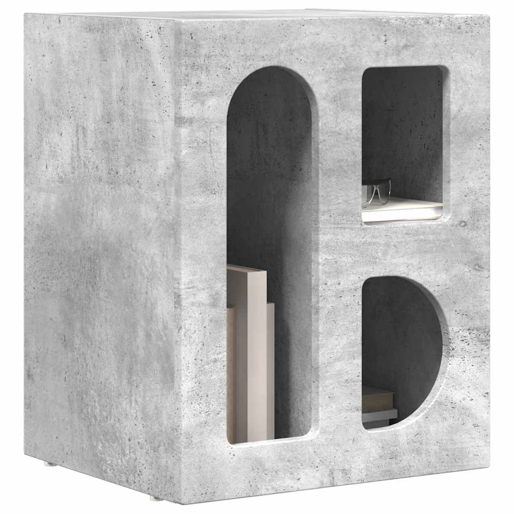 Comodino Grigio cemento 40 x 35 x 50 cm Legno multistrato