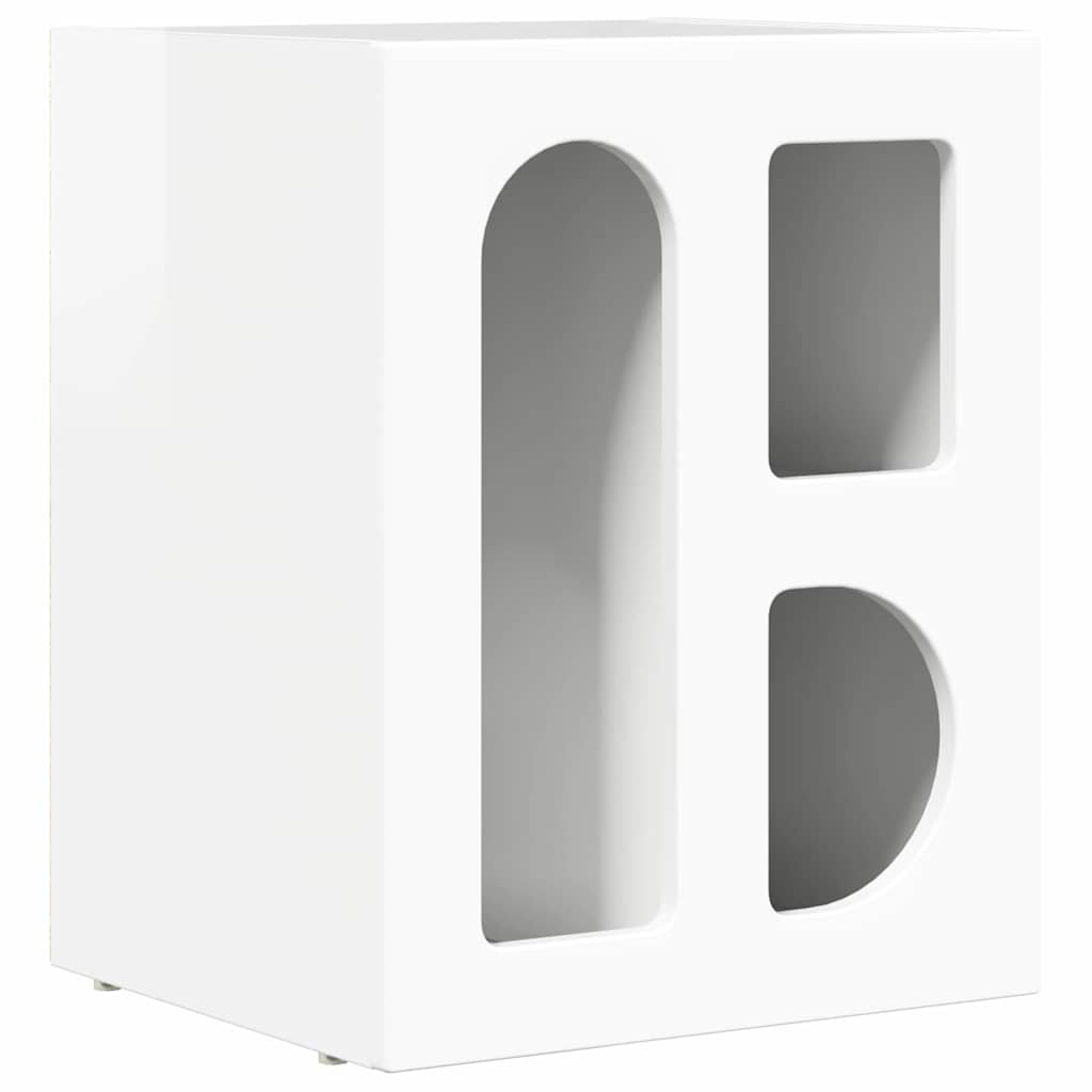 Comodino Bianco Lucido 40 x 35 x 50 cm Legno multistrato