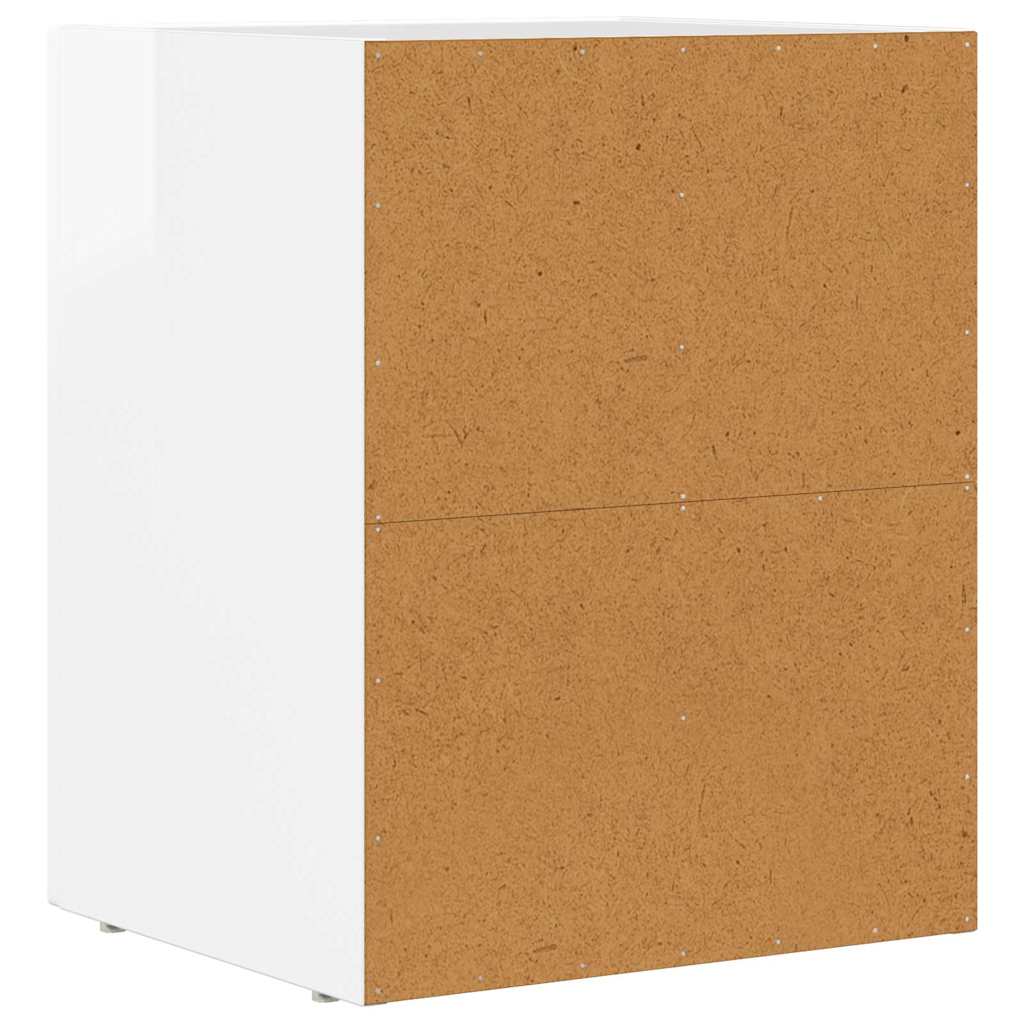 Comodino Bianco Lucido 40 x 35 x 50 cm Legno multistrato