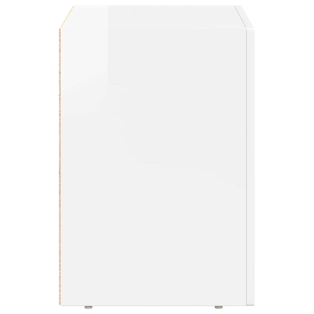 Comodino Bianco Lucido 40 x 35 x 50 cm Legno multistrato