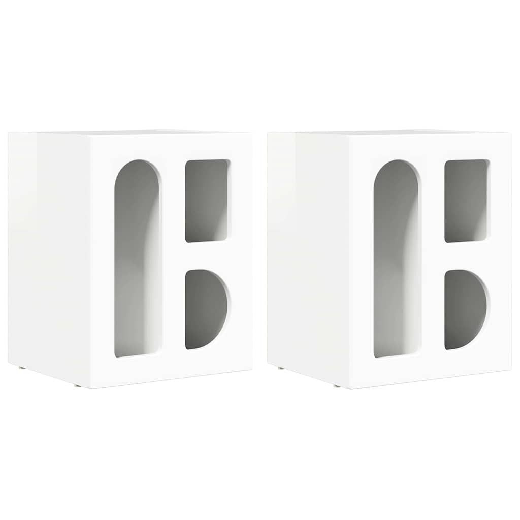 Comodino 2 pcs Bianco Lucido 40 x 35 x 50 cm Legno multistrato