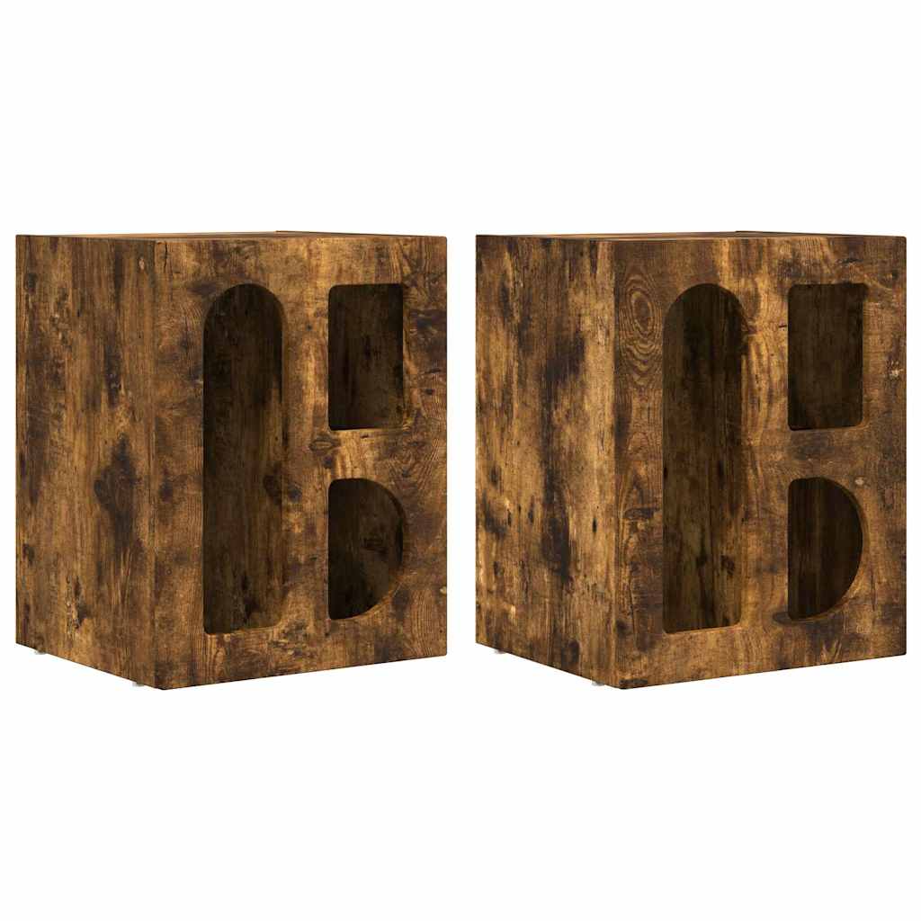 Comodino 2 pcs Rovere fumé 40 x 35 x 50 cm Legno multistrato