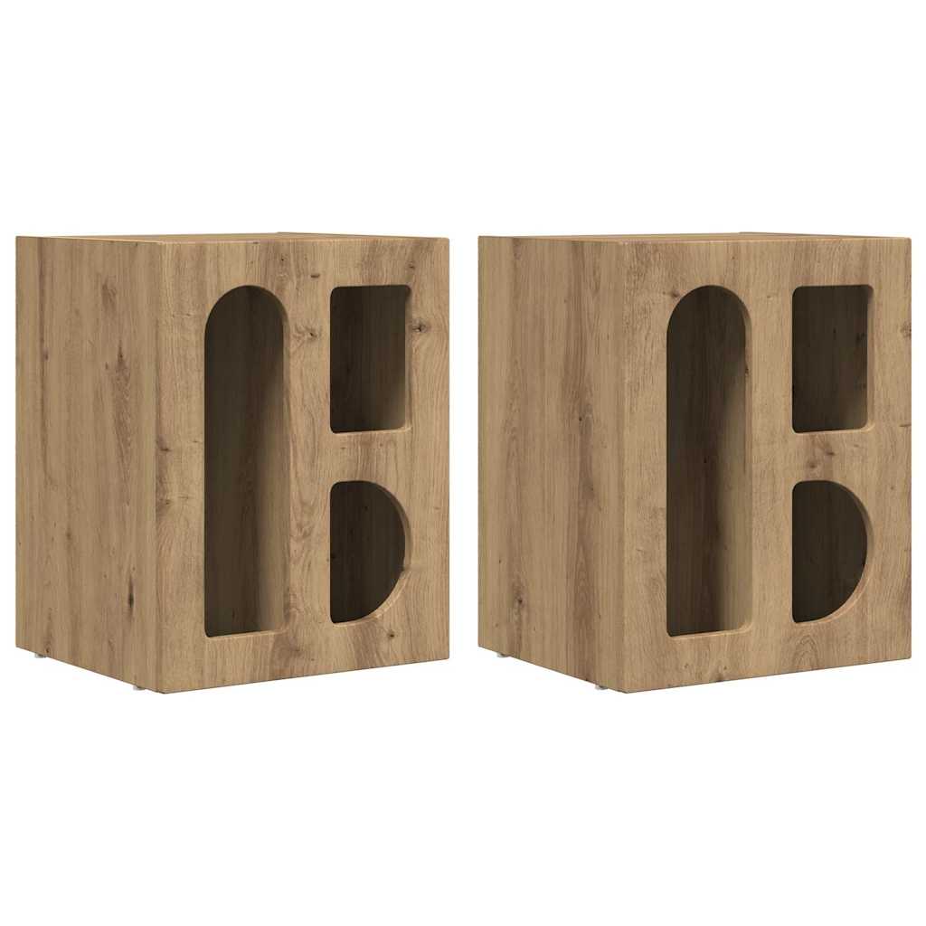 Comodino 2 pcs Rovere artigianale 40 x 35 x 50 cm