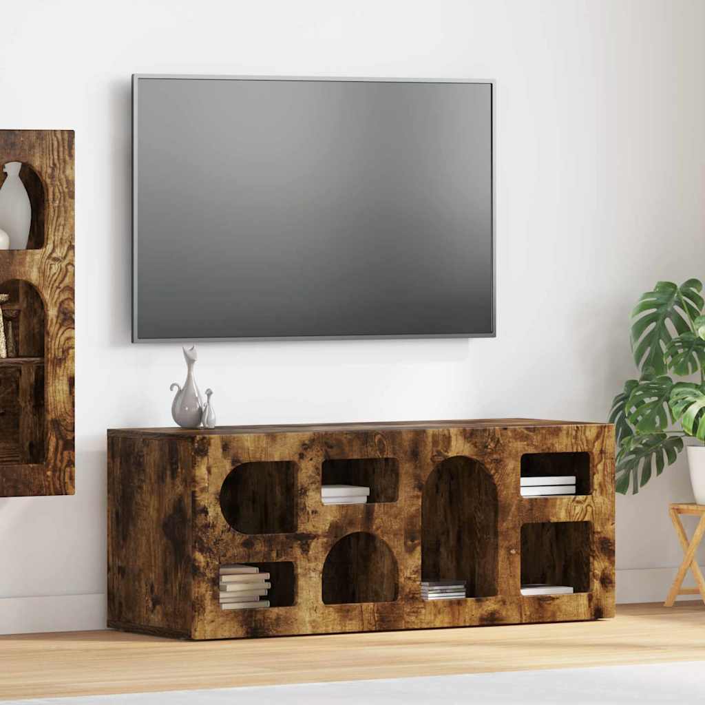 Mobile TV Rovere fumé 100 x 35 x 40 cm Legno multistrato