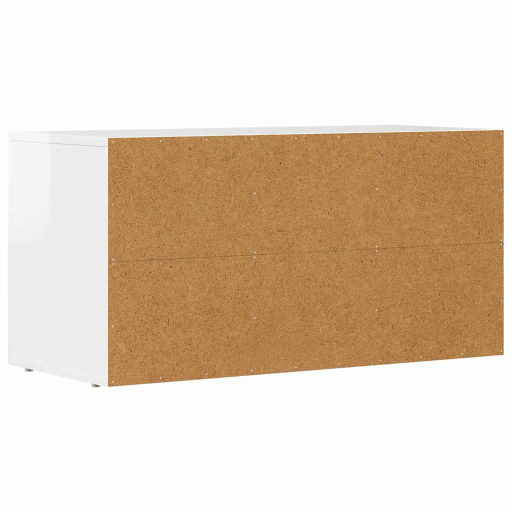 Mobile TV Bianco Lucido 80 x 35 x 40 cm Legno multistrato