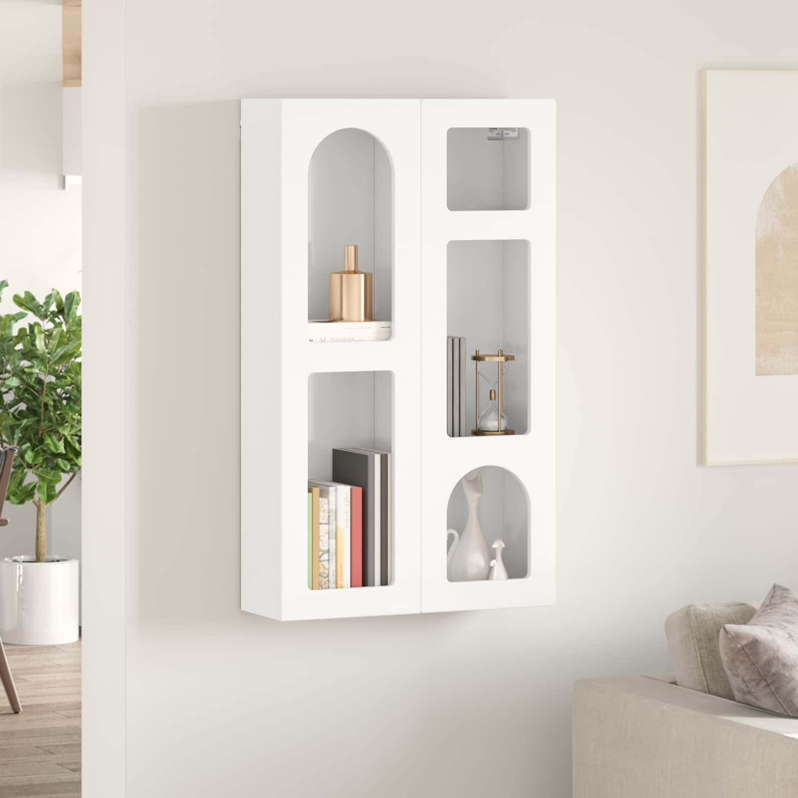 Armadio pensile con lo scaffale Bianco Lucido 59 x 20 x 100 cm