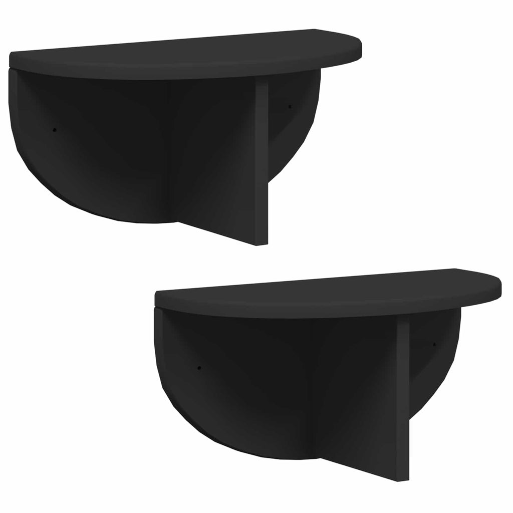 Scaffale da parete 2 pcs Nero 38 x 19 x 19 cm Legno multistrato