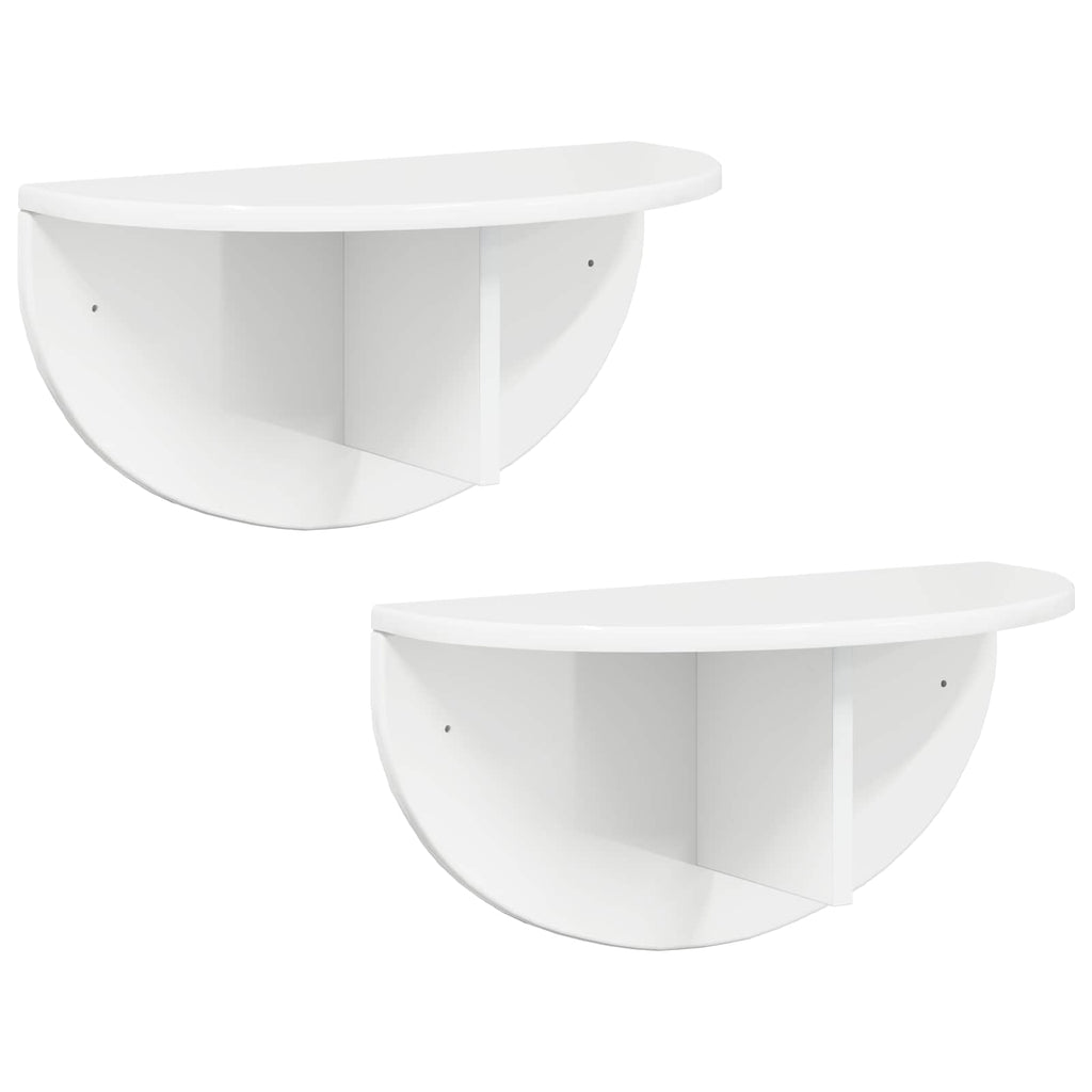 Scaffale da parete 2 pcs Bianco Lucido 48 x 24 x 24 cm