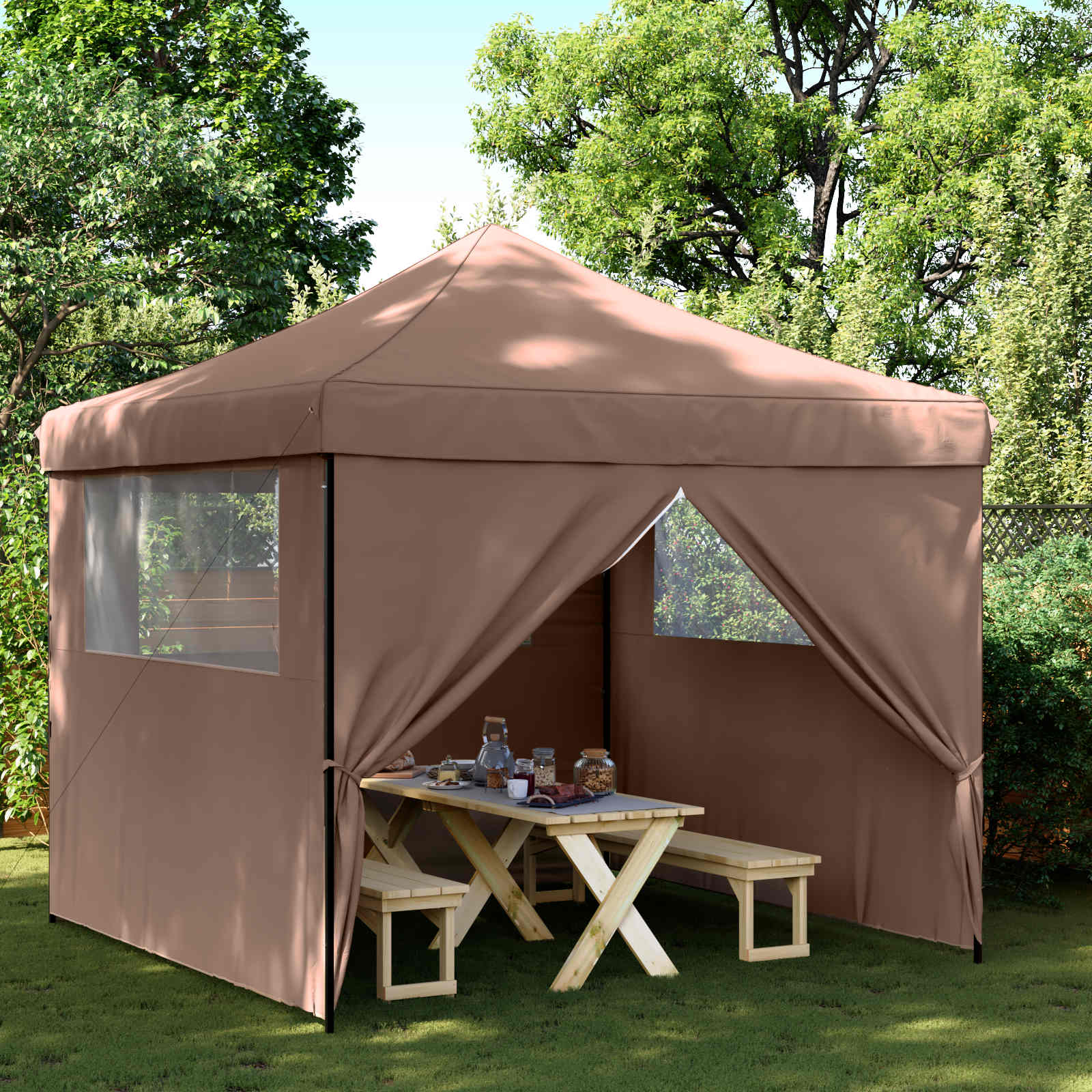 Tenda Party Marrone 292 x 292 x 315 cm Tessuto Oxford