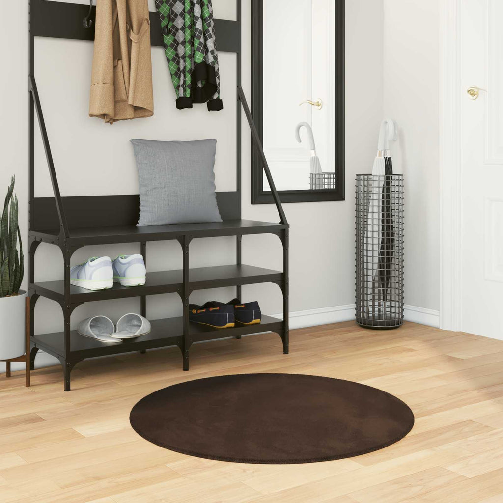 Tappeto a pelo medio, morbido e lavabile HUARTE Marrone Ø 80 CM