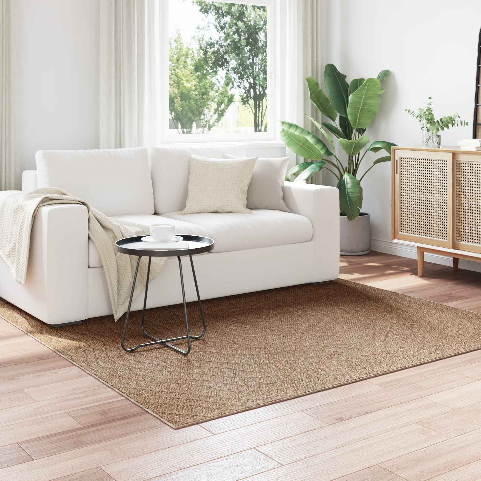 Tappeti per area Moiré AGIRA Naturale 120 x 120 cm Poliestere