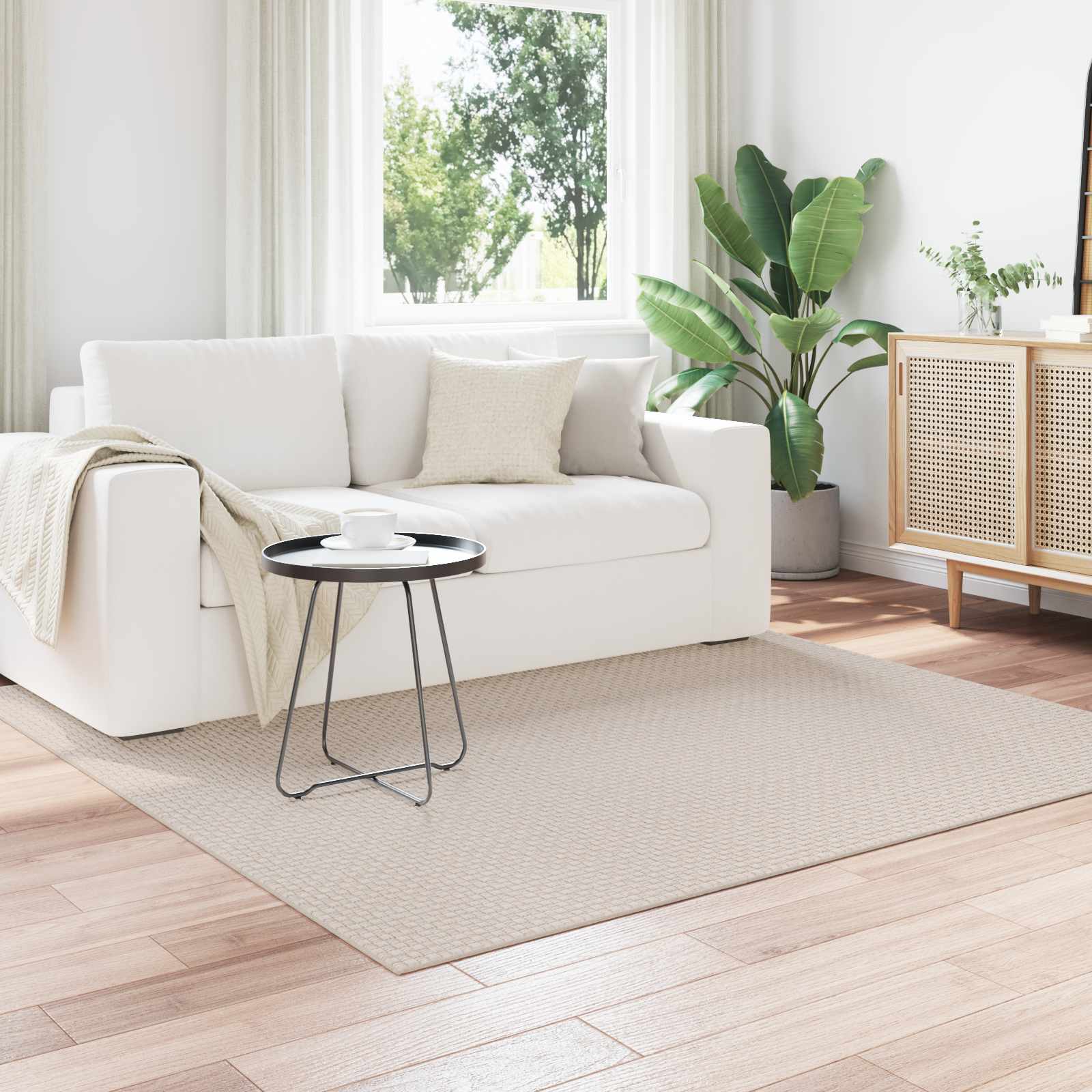 Tappeti per area Quadrato FARO Crema 120 x 120 cm Poliestere