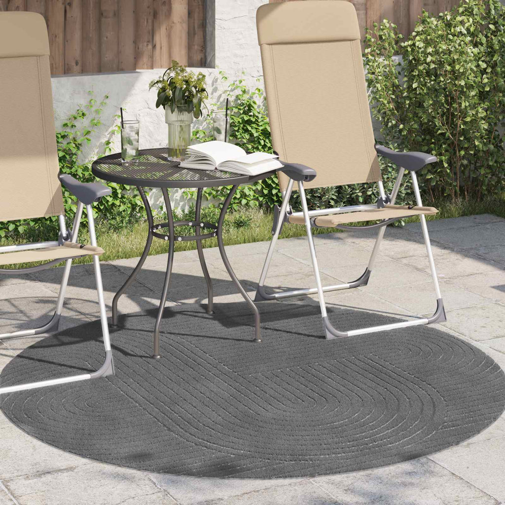 Tappeti per area Rotondo PALMERAS Antracite Ø 200 CM Poliestere